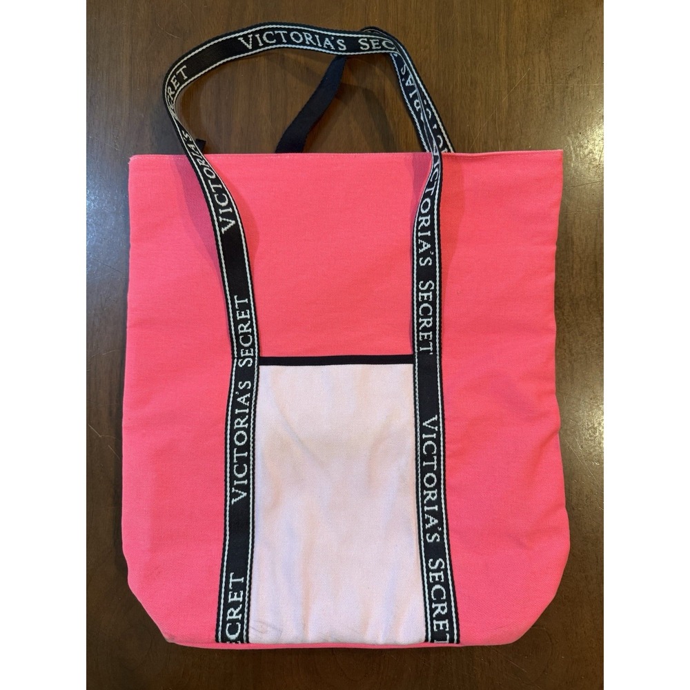 Victoria's Secret Pink Canvas Insulated Tote Bag Zip Top Cooler Carryall